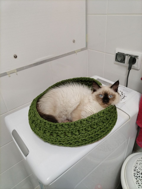 вязаная лежанка для кота